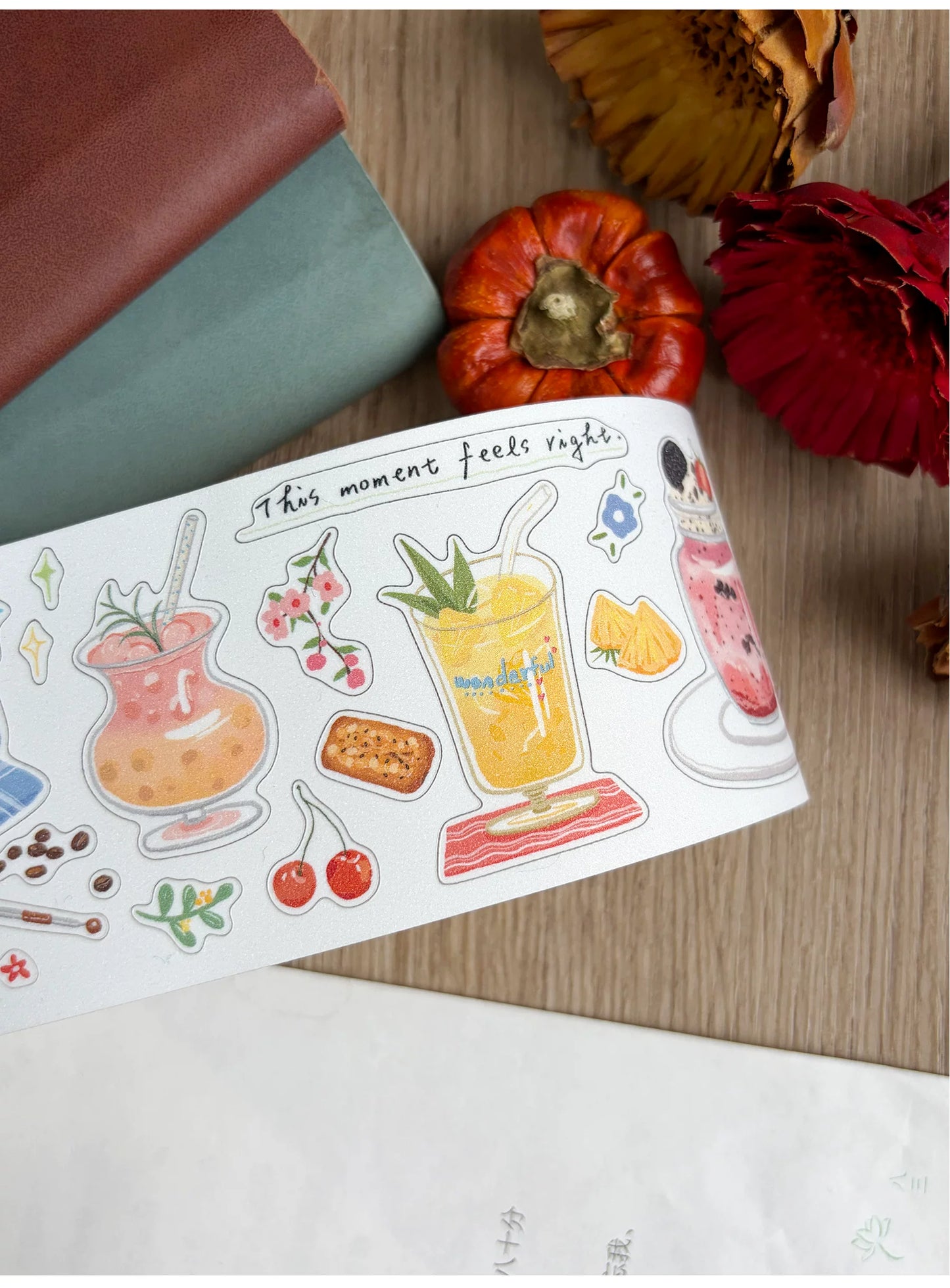 ZiYuanSu【Slightly Sweet Afternoon】Food Background Scene Pre-cut Washi PET Tape