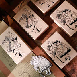 YiEr Vol14【Flower and Girl Stamp】Upgrading Character Red Rubber and Maple Wood Stamp