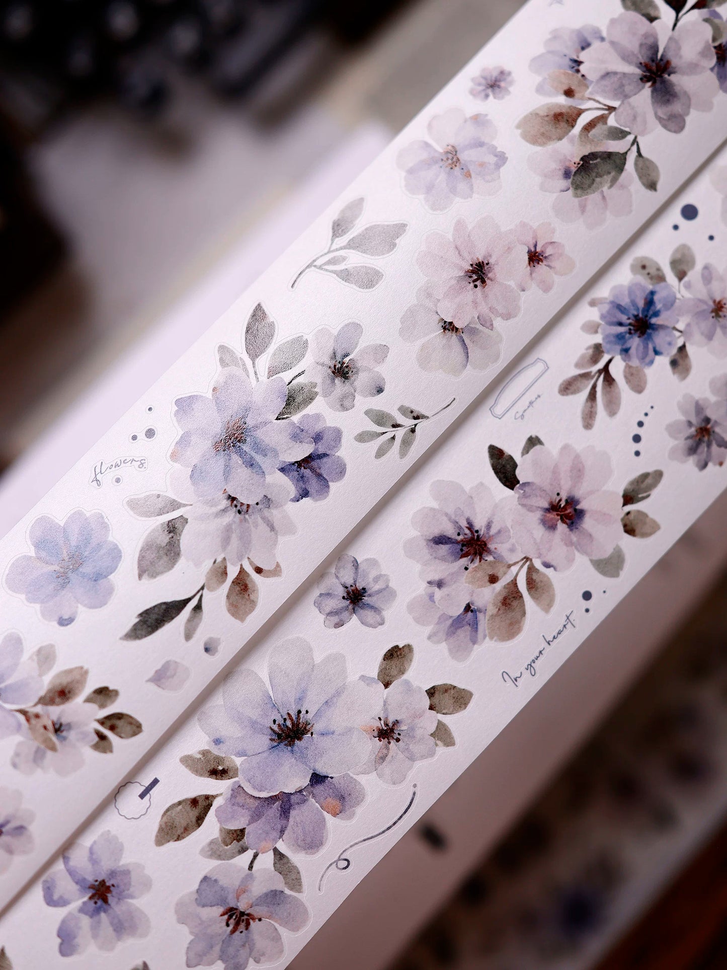 XiaoBaiJia Salt Series【Fog Blue Dense Branches】Pre-cut Orginal Design Washi/Pet Tape Light Retro Stickers