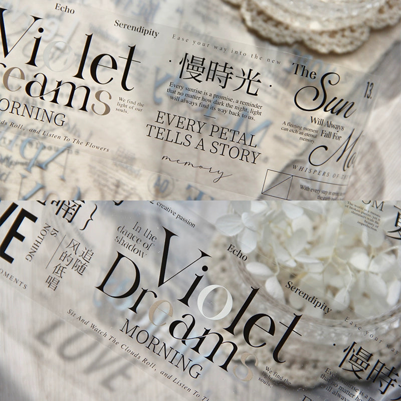 TianCheng-Vol5【Spring and Summer】English Text PET Tape,for Scrapbook Supplies,Scrapbook Tape Stickers,Junk Journal Supplies