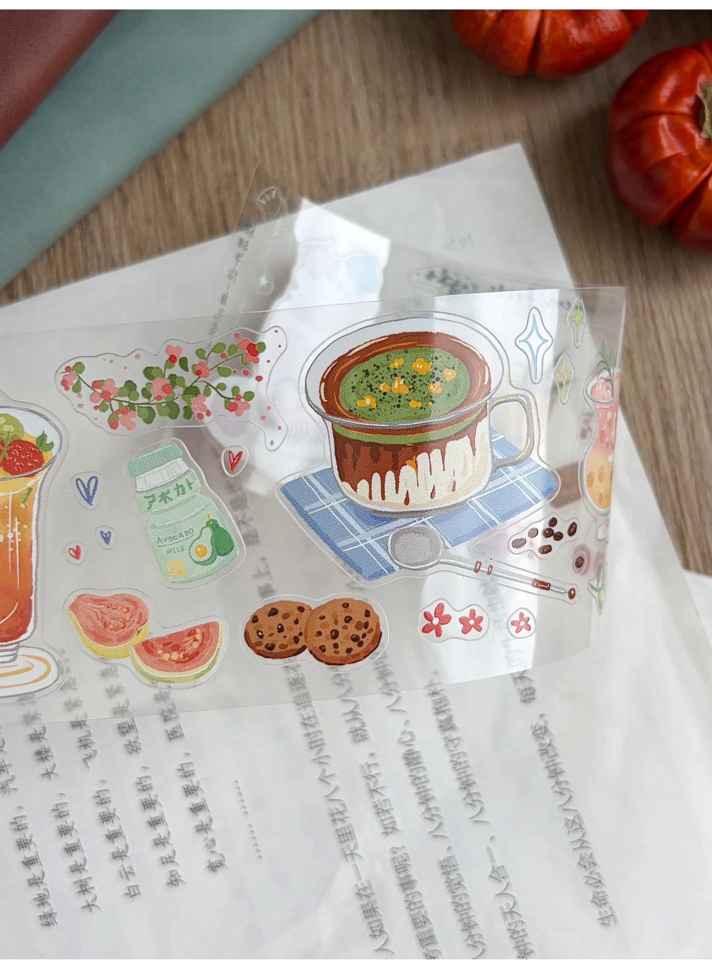 ZiYuanSu【Slightly Sweet Afternoon】Food Background Scene Pre-cut Washi PET Tape