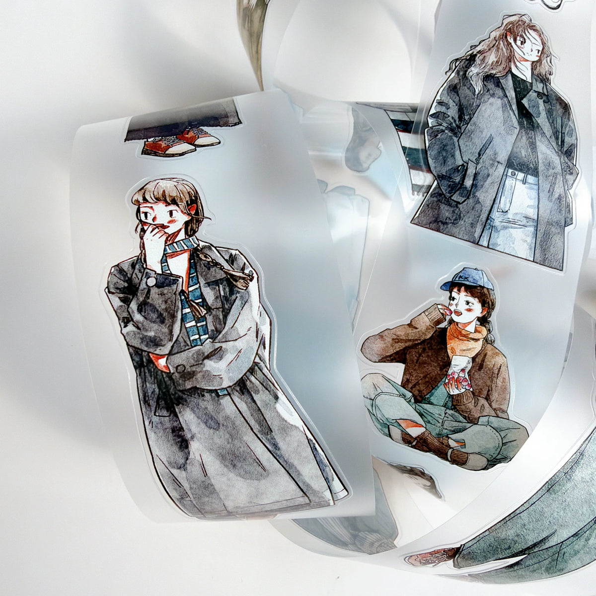 Kaixiaoxun Vol14【Late Autumn】 Pre-Cut Long Loop Washi/Matte PET Tape for Scrapbook Supplies,Junk Journal Supplies