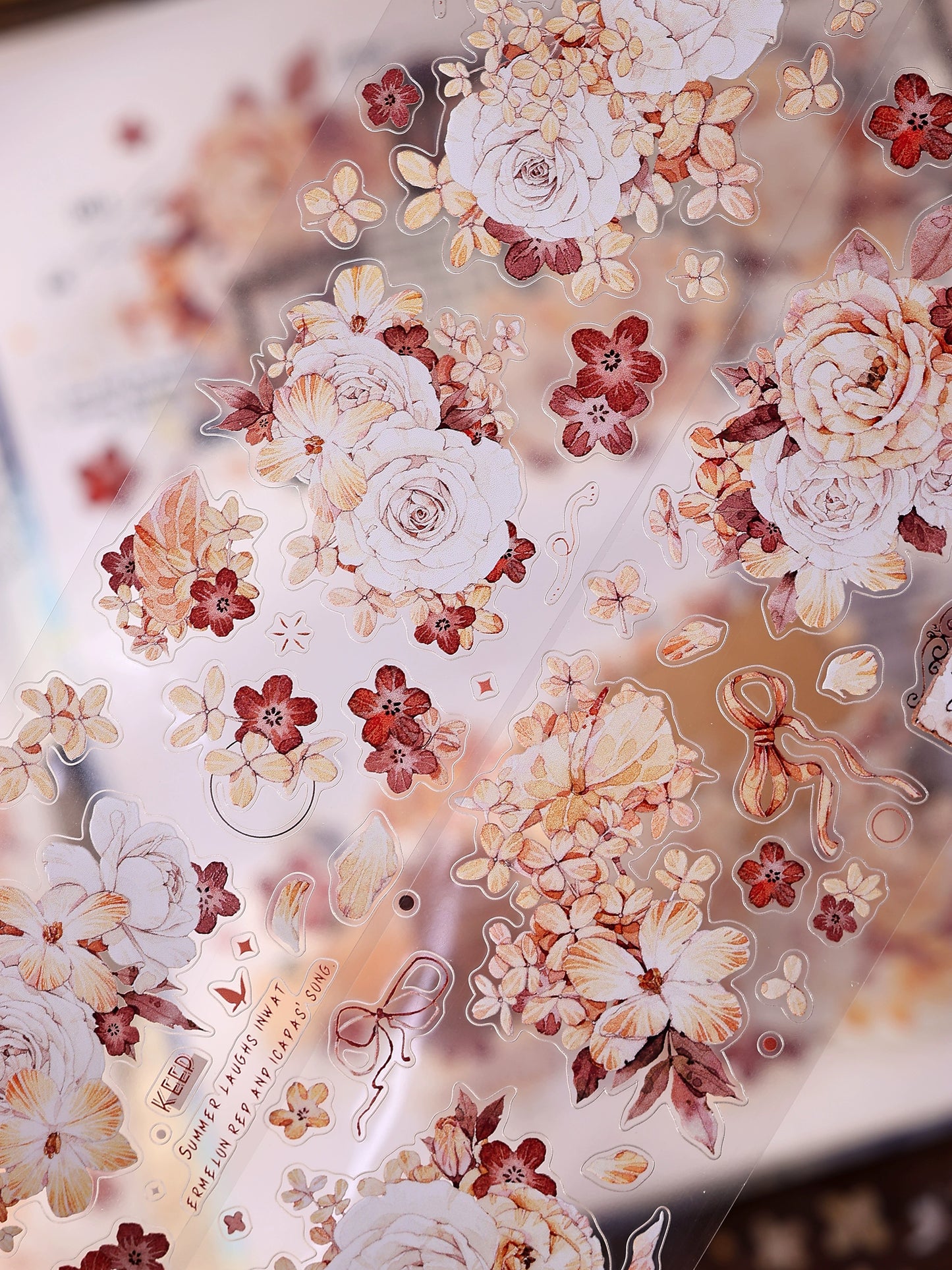 XiaoBaiJia【Tea Dyeing】Light Retro Flowers Orginal Design Washi Pet Tape Stickers