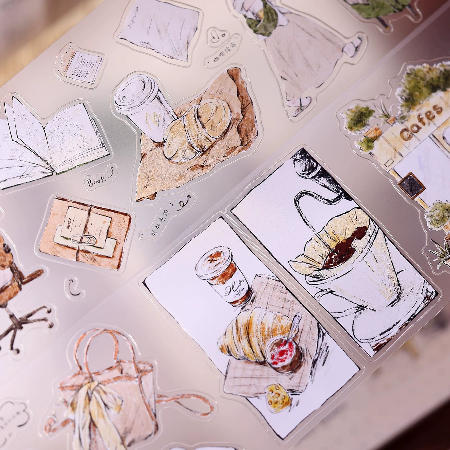 XiaoBaiJia Salt Series【A Person's Daily Routine】Pre-cut Orginal Design Washi/Pet Tape Light Retro Stickers