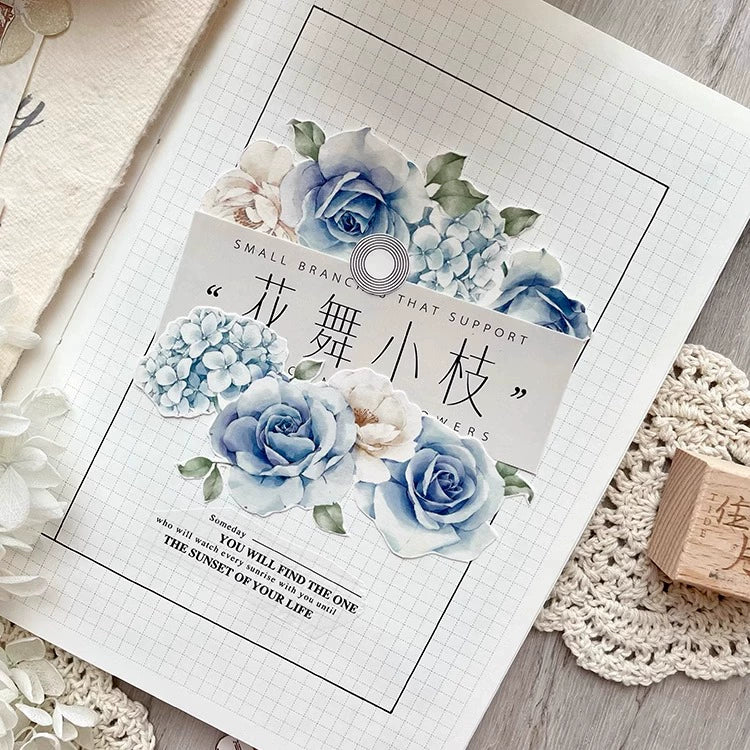 TianCheng-Vol3【Old Dream in the Garden】Floral  and Text Washi/PET Tape,for Scrapbook Supplies,Scrapbook Tape Stickers,Junk Journal Supplies