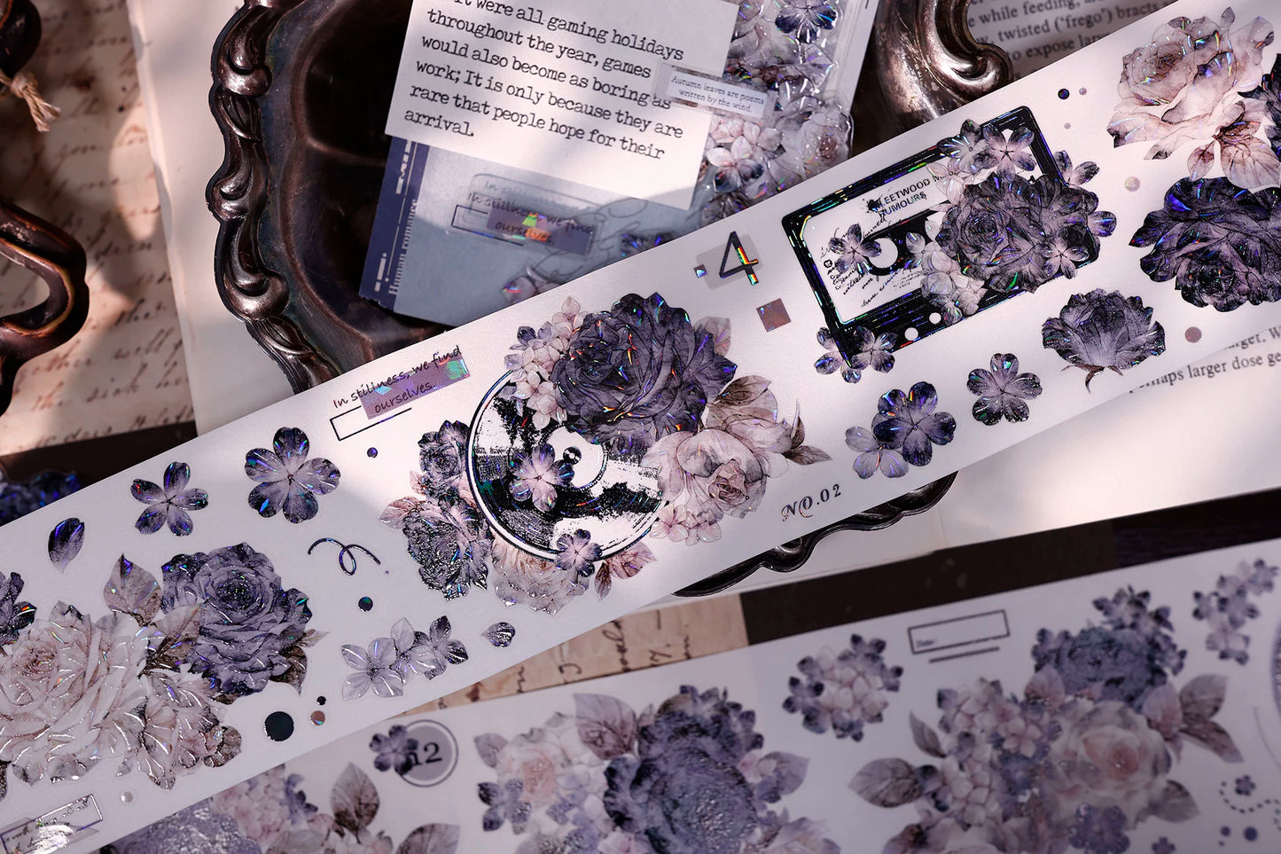 XiaoBaiJia【Cloud Ink Flower Cluster】Pre-cut Floral Orginal Design Washi Pet Tape Light Retro Stickers
