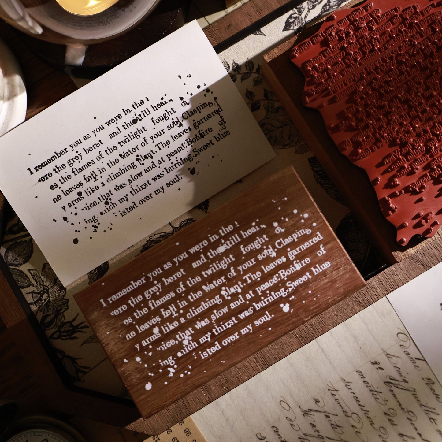 YiEr 【English Base Stamp】Upgraded Red Rubber Retro Stamp