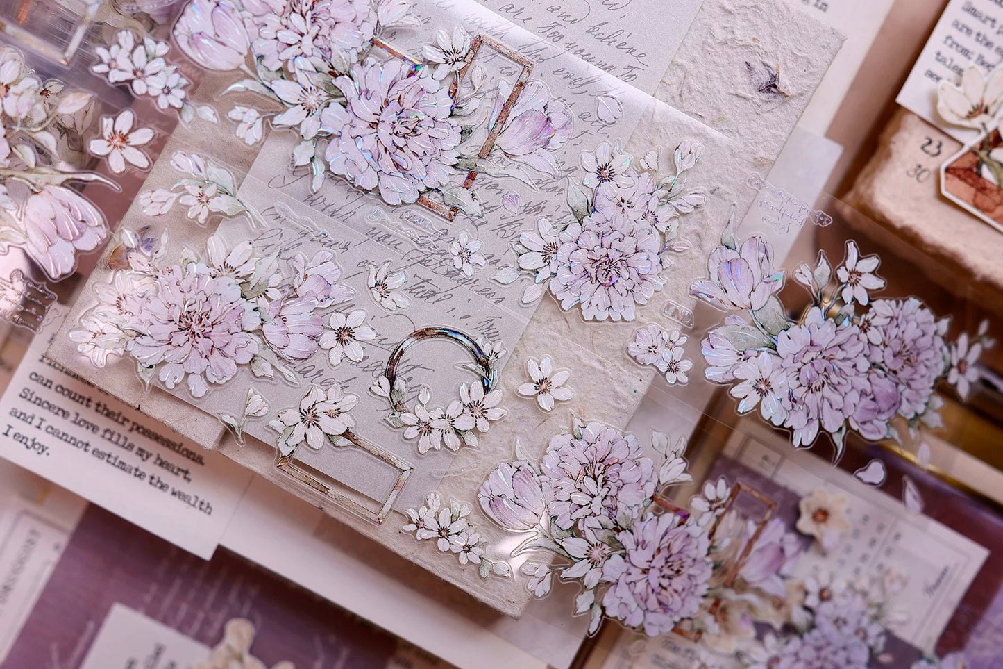 XiaoBaiJia Salt Series【Smoky Purple】Pre-cut Orginal Design Washi/Pet Tape Light Retro Stickers