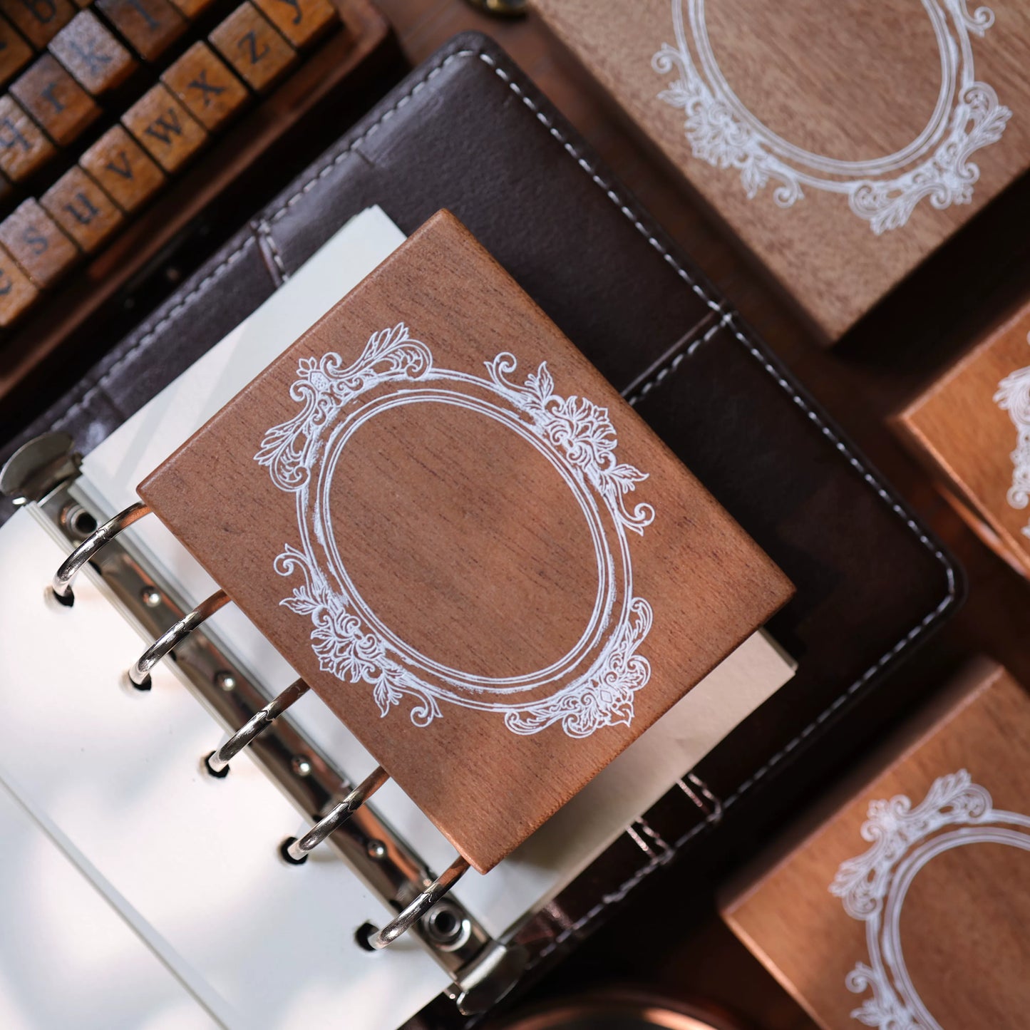 YiEr Vol17【Vintage Border】Imported Maple Red Rubber and Maple Wood Stamp