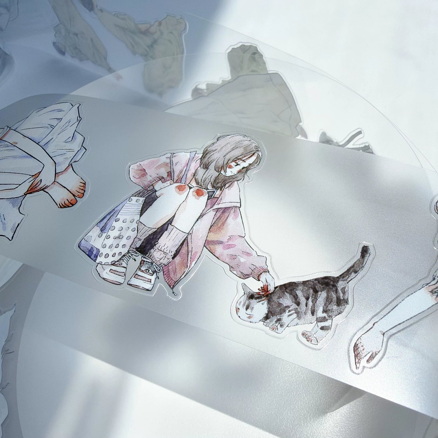 Kaixiaoxun Vol13【Maiden's Heart】 Pre-Cut Long Loop Washi/Matte PET Tape for Scrapbook Supplies,Junk Journal Supplies