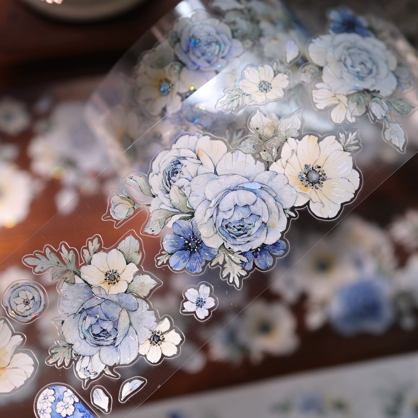 YiEr Vol17【Blue-Violet Flower】Kiss-cut Floral Washi Tape and PET Stickers