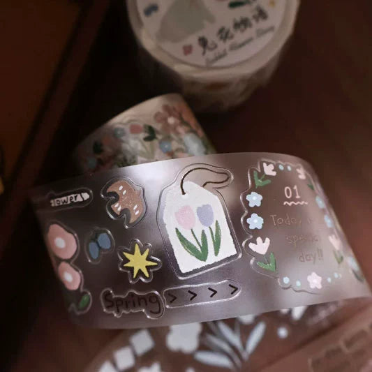 YiEr Minimalist Style Vol4【Rabbit Flower Story】Pre-cut Light Retro Orginal Design Washi Pet Tape Landscape Stickers