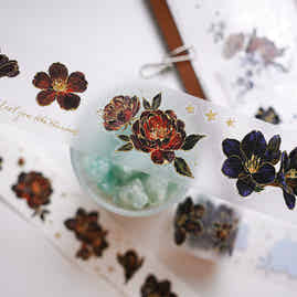 Yuanzi-Jennyuanzi【Gilded Nightfall】Pre-cut Vase Washi PET Tape