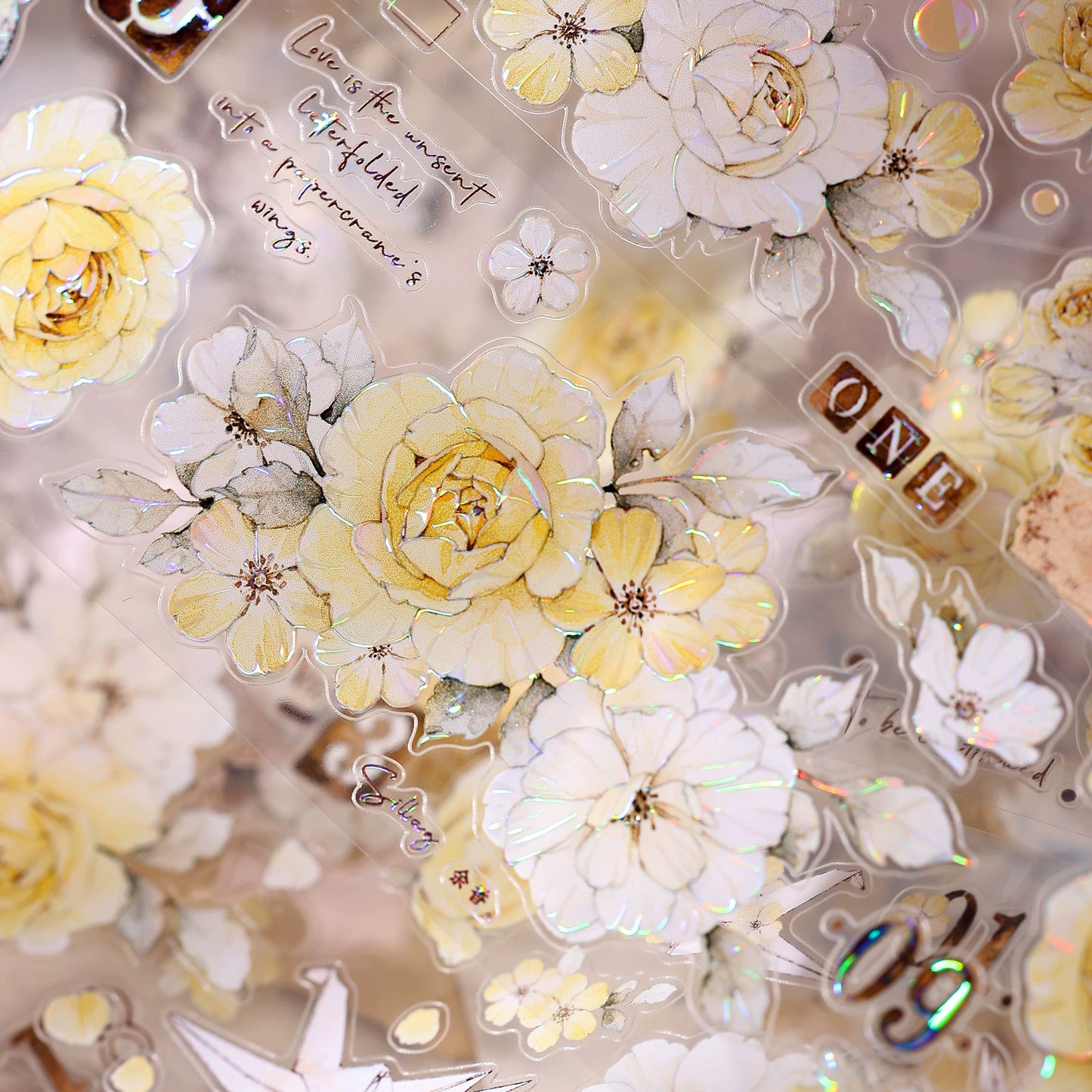 XiaoBaiJia【Yellow Rose】Light Retro Orginal Design Washi Pet Tape Landscape Stickers