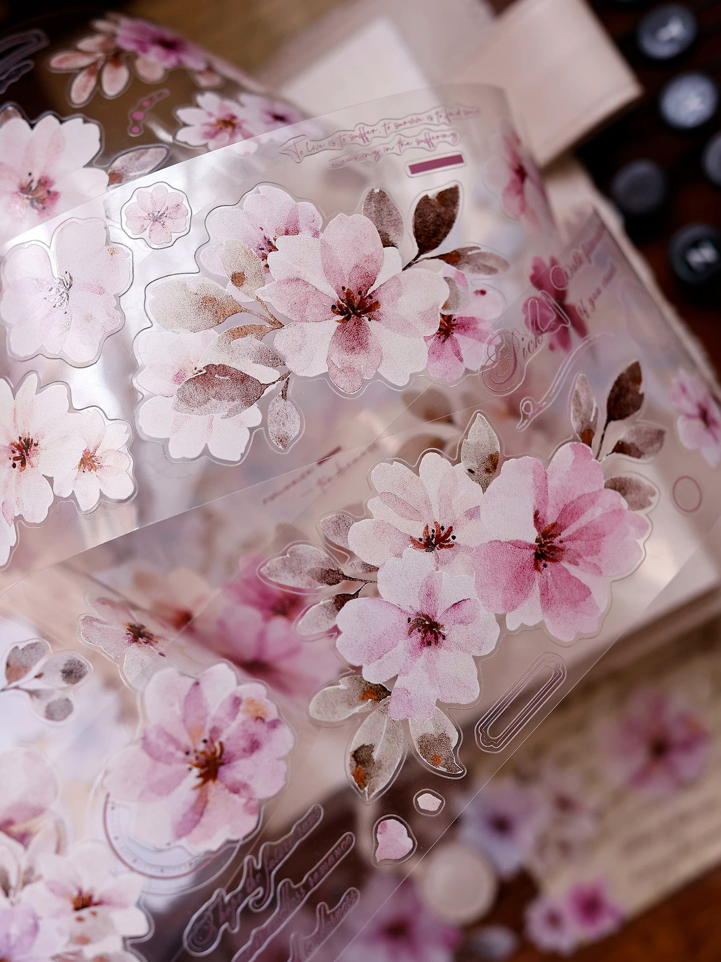 XiaoBaiJia Salt Series【Pink Mist Letter Paper】Pre-cut Orginal Design Washi/Pet Tape Light Retro Stickers