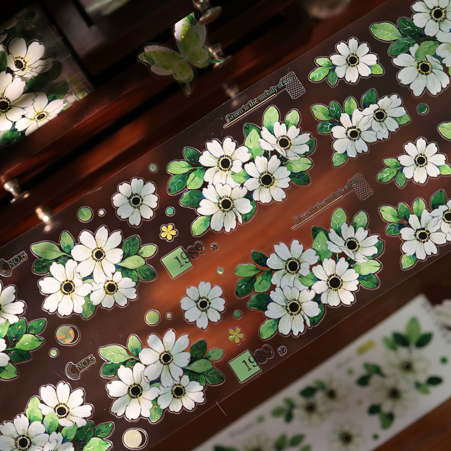 YiEr Vol17【Spring Field Green Letter】Kiss-cut Floral Washi Tape and PET Stickers