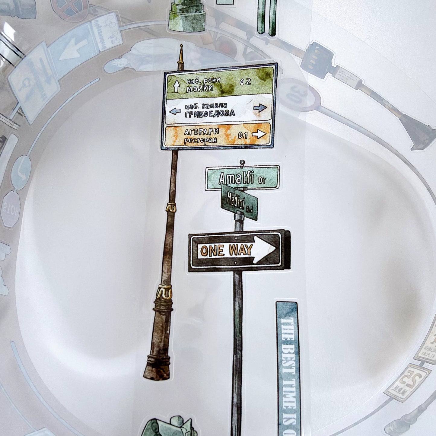 Kaixiaoxun Vol13【Road Sign】 Pre-Cut Long Loop Washi/Matte PET Tape for Scrapbook Supplies,Junk Journal Supplies