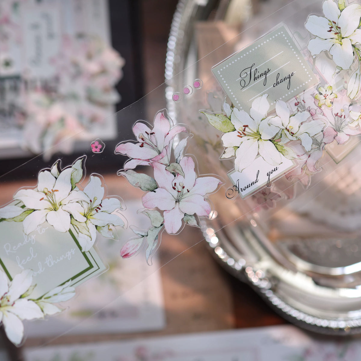 YiEr Vol18【Faint-Mist Lily】Pre-cut Orginal Design Follower Washi Tape and PET Stickers