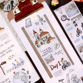 XiaoBaiJia Salt Series【Journey】Pre-cut Orginal Design Travel Scenery Text Washi/Pet Tape Light Retro Stickers