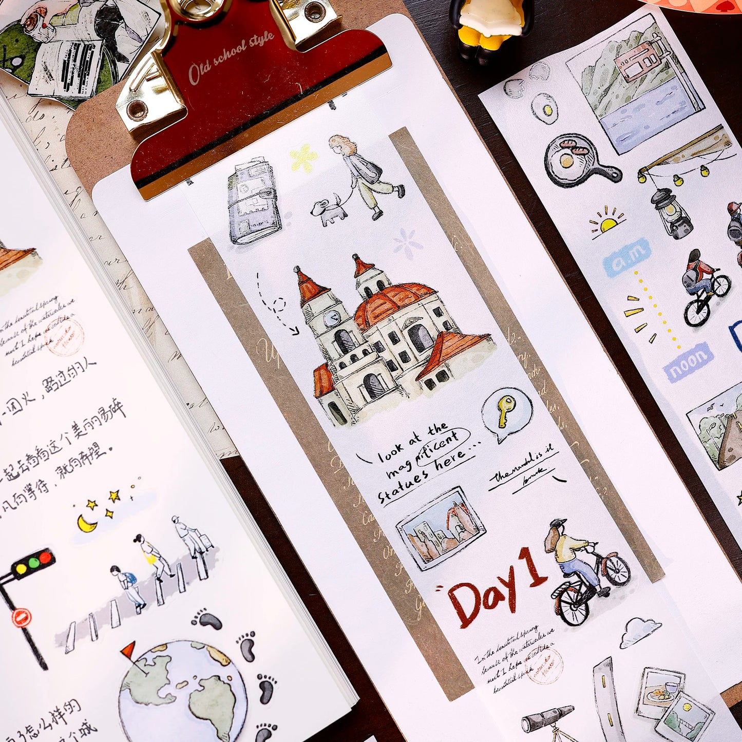 XiaoBaiJia Salt Series【Journey】Pre-cut Orginal Design Travel Scenery Text Washi/Pet Tape Light Retro Stickers