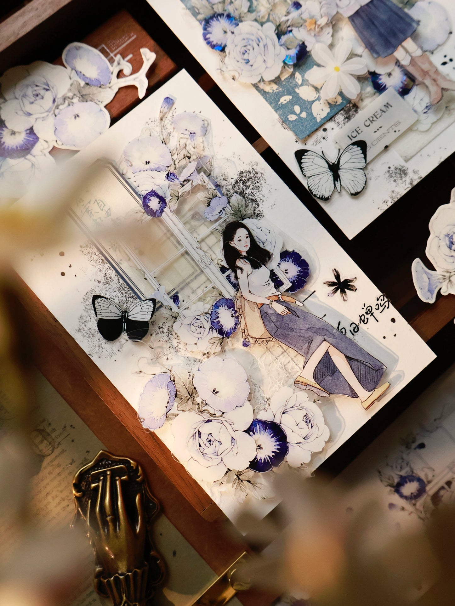 YiEr Vol15【Open Window and See Flowers】Orginal Design Pre-cut Washi/Pet Floral Tape Light Retro Landscaping Stickers