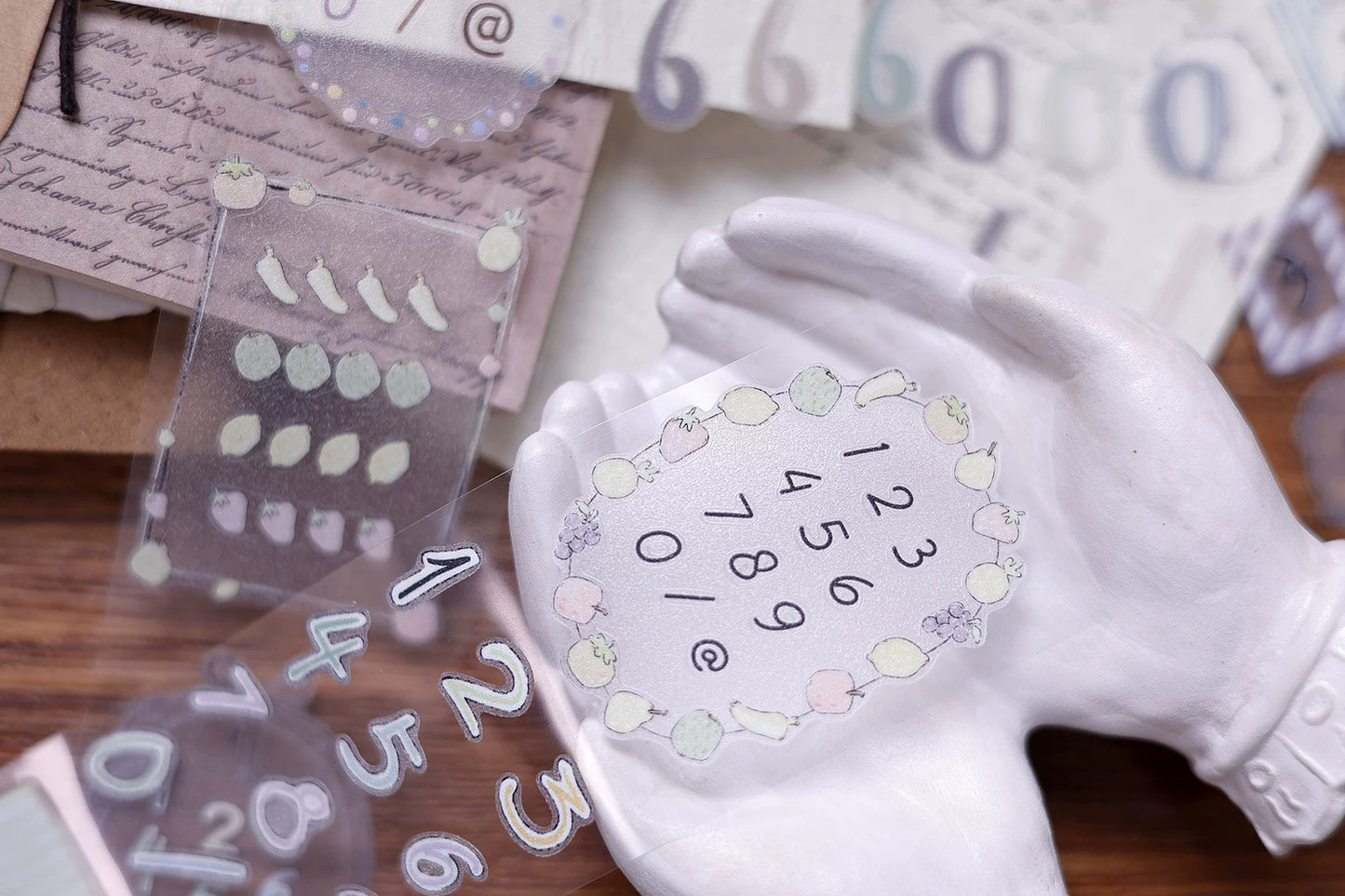 XiaoBaiJia Salt Series【Color Bar Numbers】Pre-cut Orginal Design Text Washi/Pet Tape Light Retro Stickers