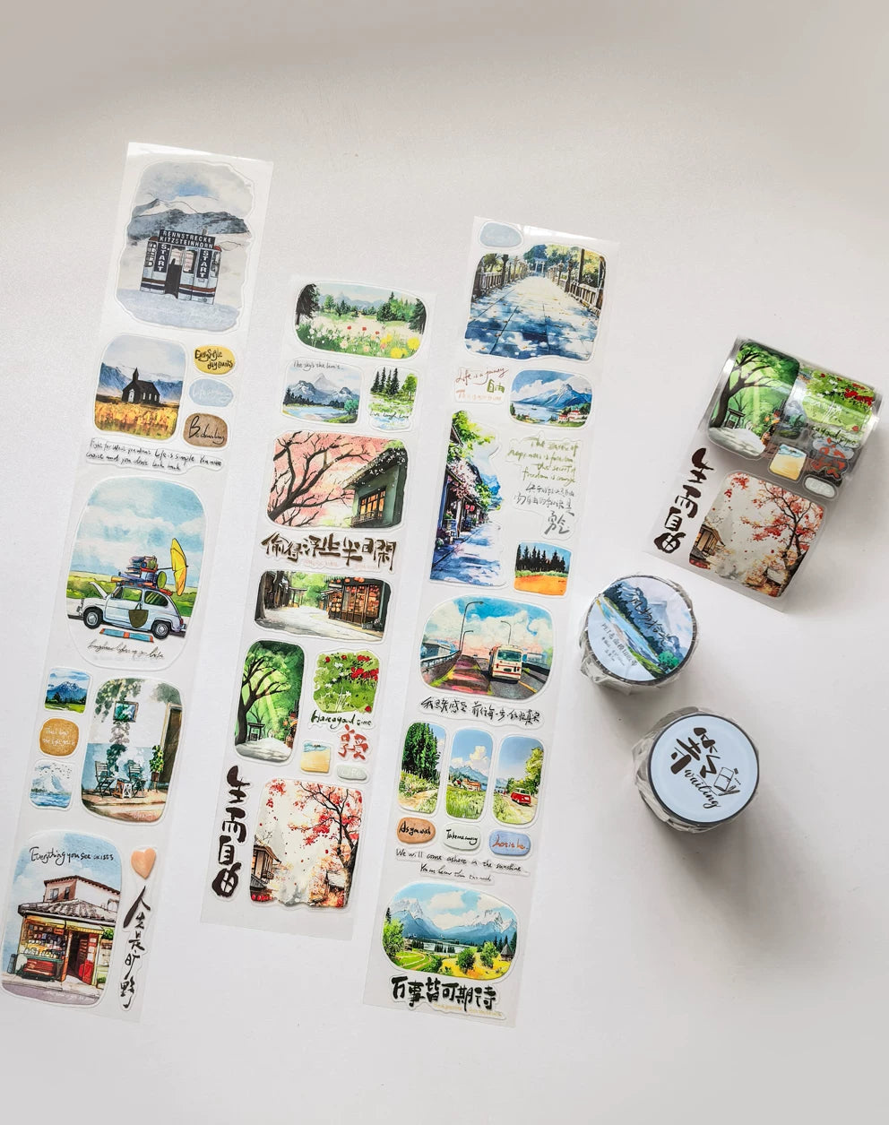 Wait Studio【Pick up Light Themed Scenery】Pre-cut Light Retro Washi/PET Tape