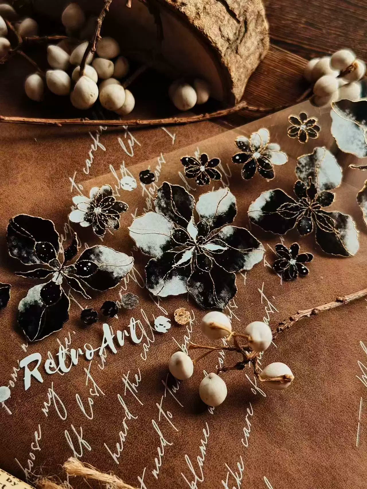 Linlanxi Vol13【Dark Kite Flowers Gradually】Original Design Retro Exquisite Vintage Decorative Washi/Pet Tape