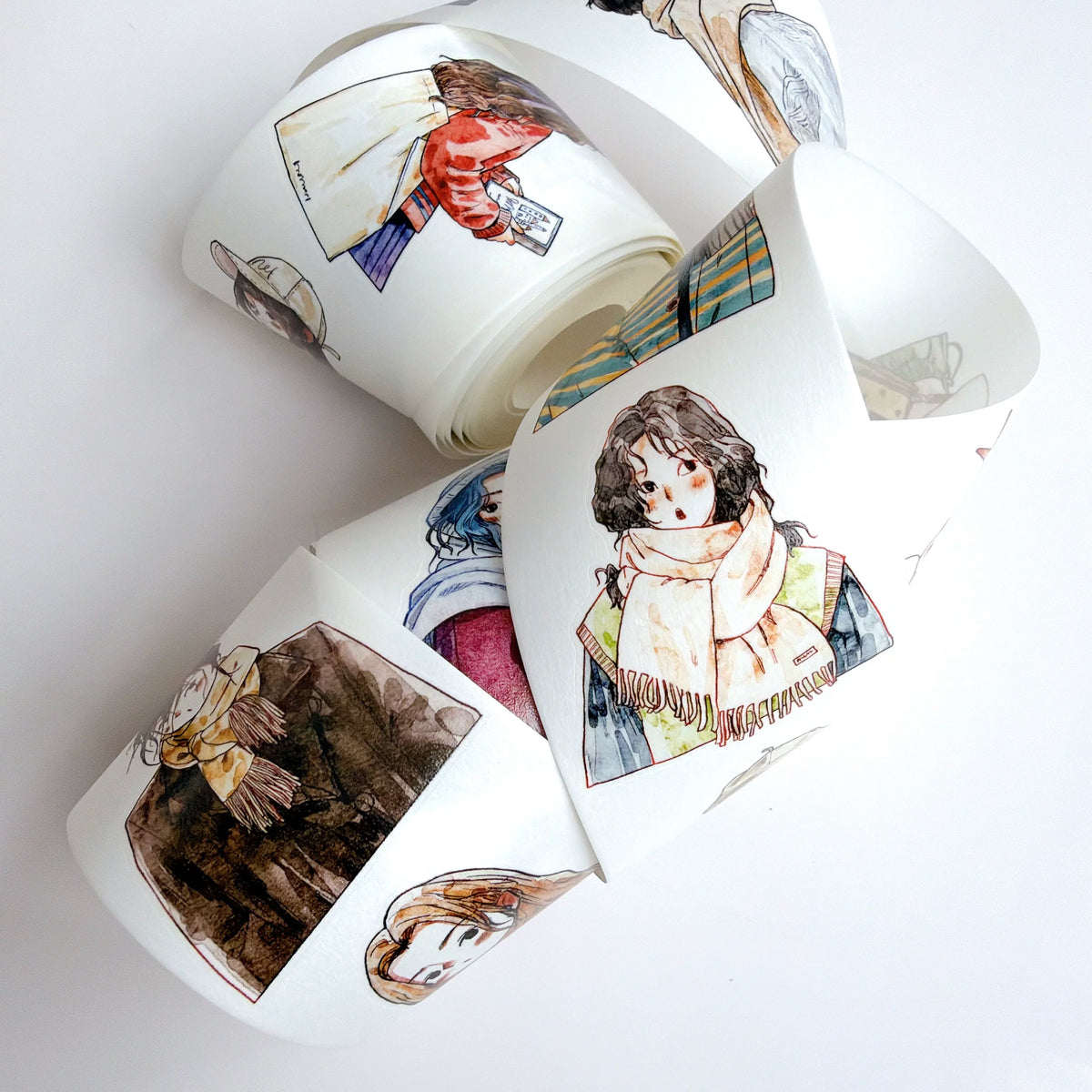 Kaixiaoxun Vol14【Small Avatar】 Pre-Cut Long Loop Washi/Matte PET Tape for Scrapbook Supplies,Junk Journal Supplies