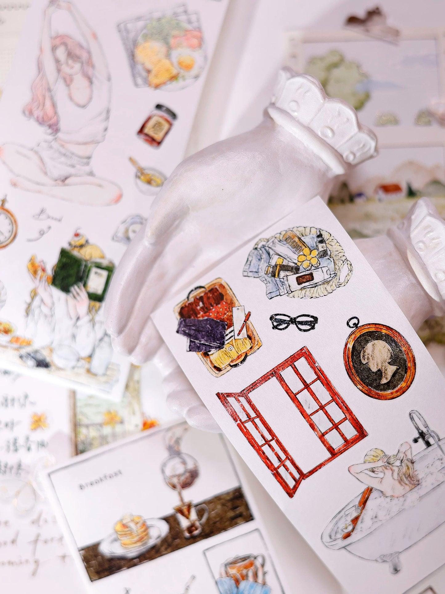 XiaoBaiJia Salt Series【Life Scroll】Pre-cut Orginal Design Washi/Pet Tape Light Retro Stickers