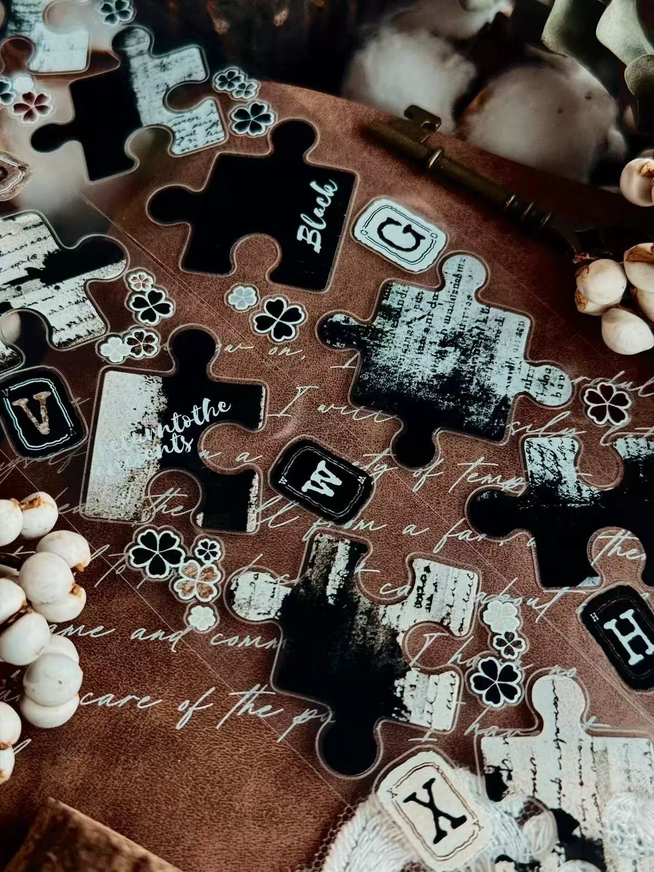 Linlanxi 【Puzzle Painting】Original  Pre-cut Washi/Pet Tape,New Fashion Retro Wider English Counted Tape