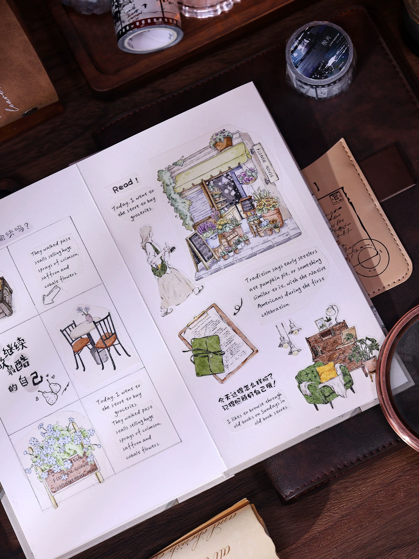 XiaoBaiJia Salt Series【A Person's Daily Routine】Pre-cut Orginal Design Washi/Pet Tape Light Retro Stickers