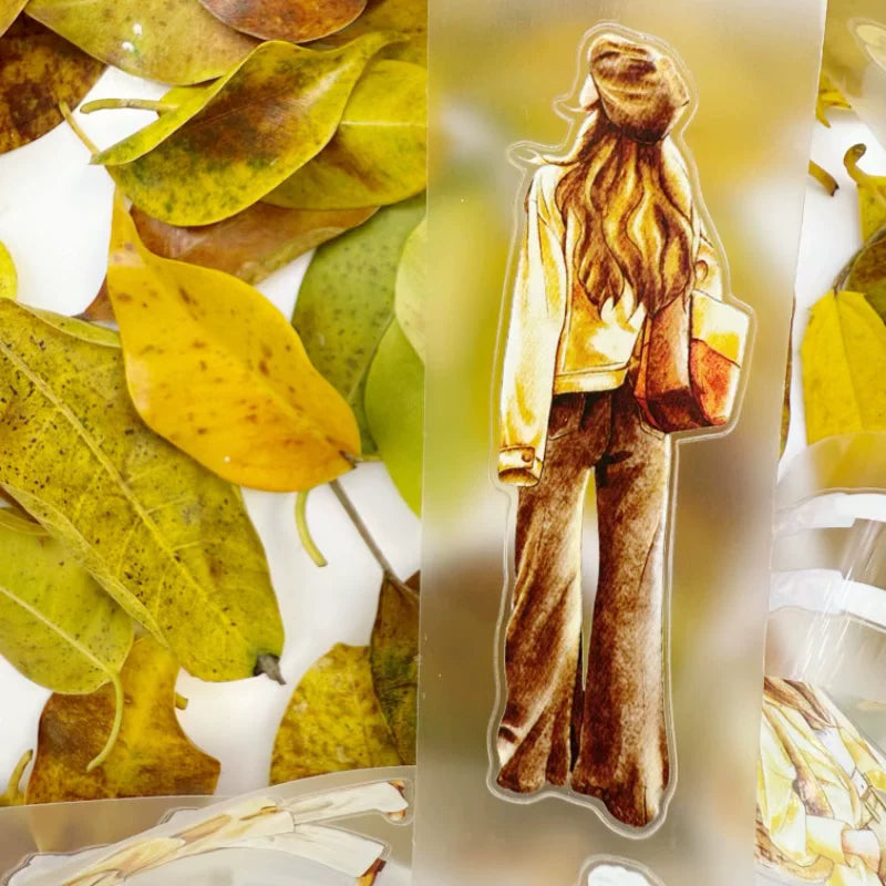 ZaoZao Vol3【Gardenia】Original Design Kiss-Cut Washi PET Tape Stickers,for Scrapbook Supplies,Journaling,Junk Journal,Bullet Journal,Planner Stickers