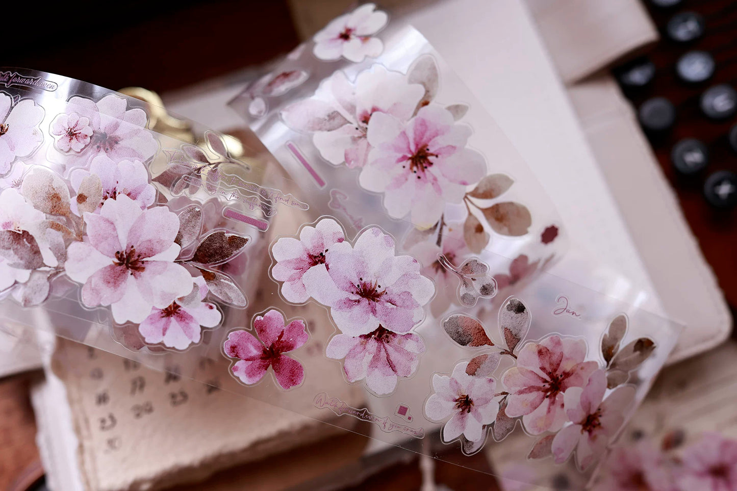 XiaoBaiJia Salt Series【Pink Mist Letter Paper】Pre-cut Orginal Design Washi/Pet Tape Light Retro Stickers