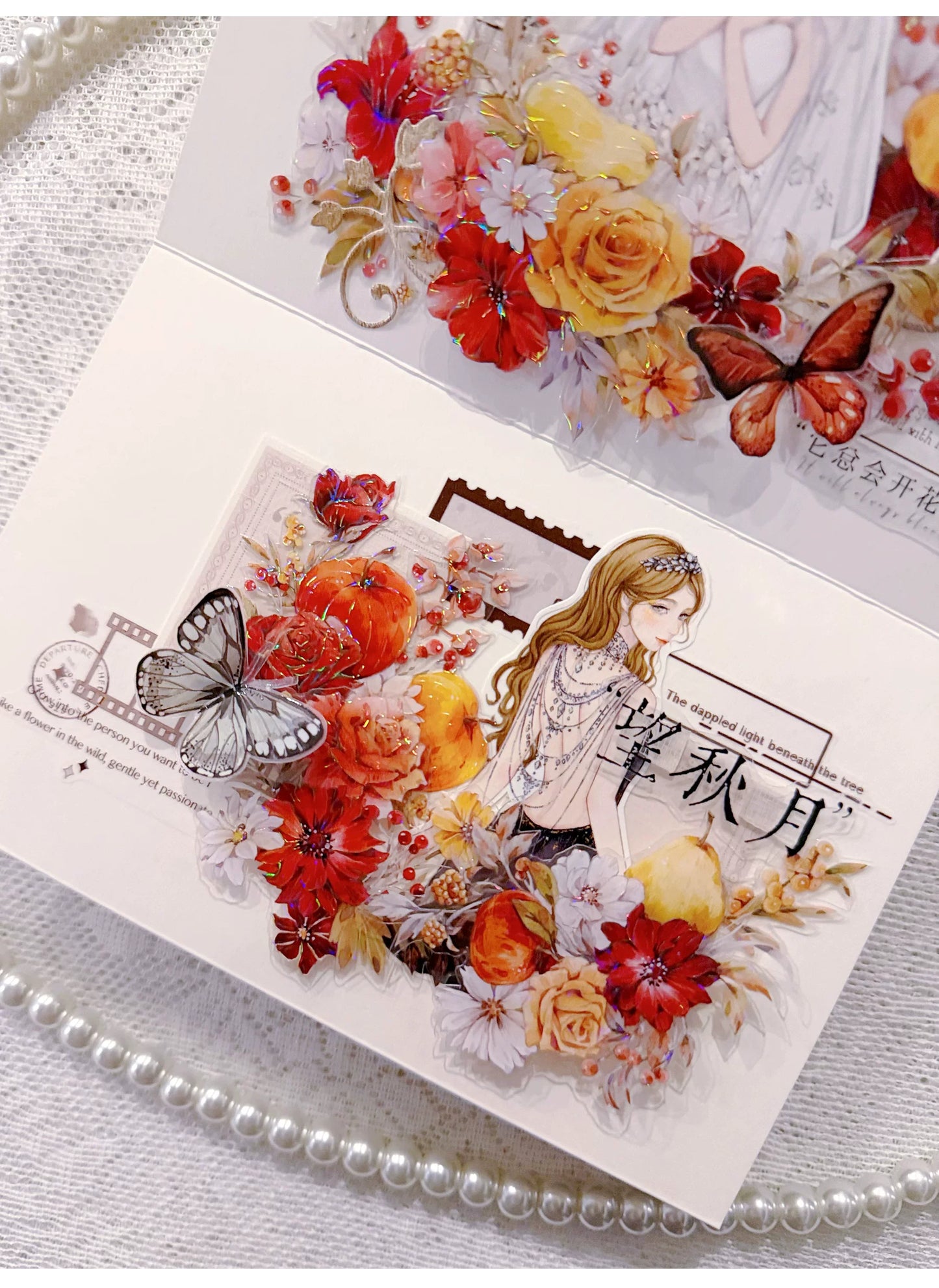 ZiYuanSu Vol15【Falling Fragrance】Kiss-cut Floral Washi Tape and PET Stickers