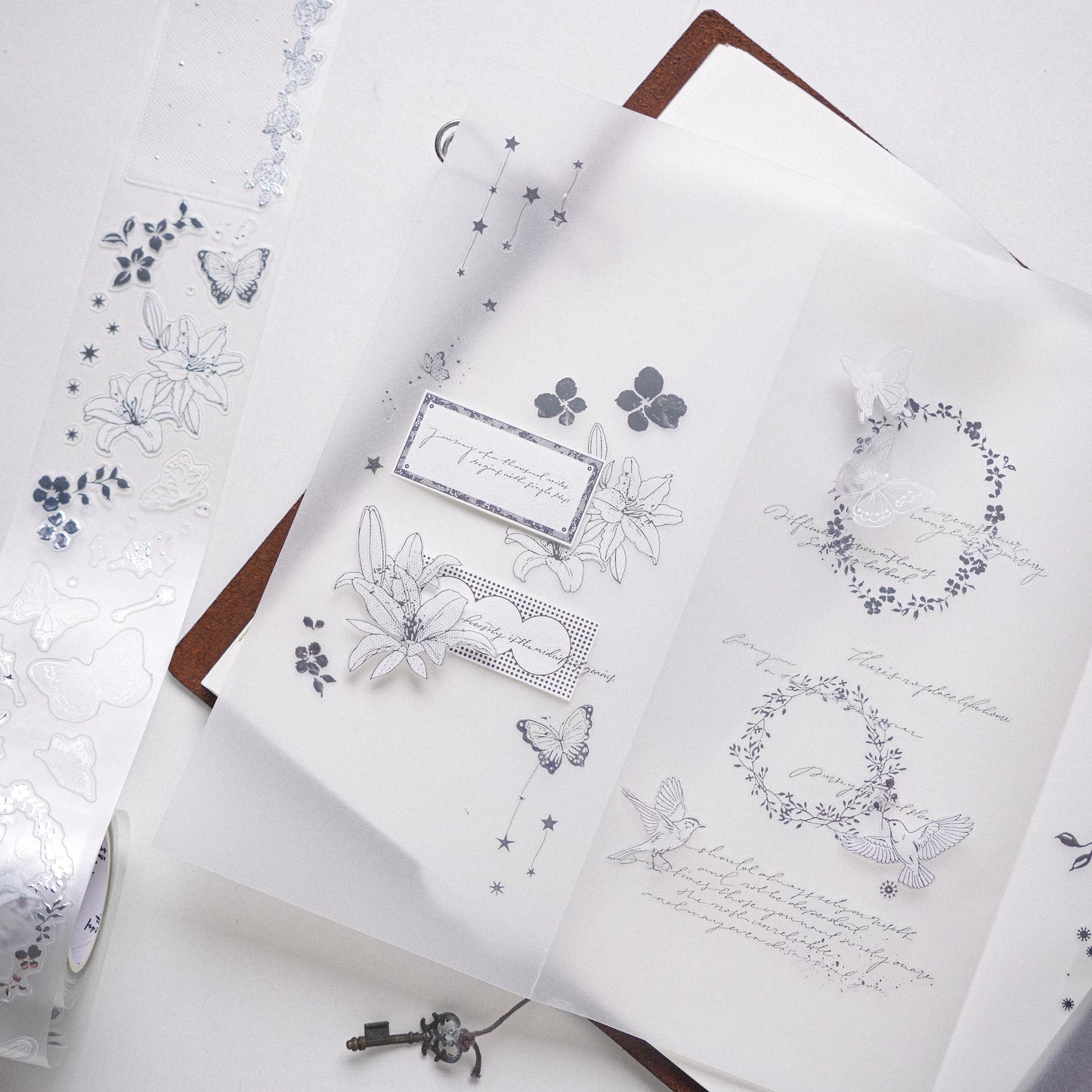 Yuanzi-Jennyuanzi【Epistle】Pre-cut English Text Hot Silver Washi PET Tape