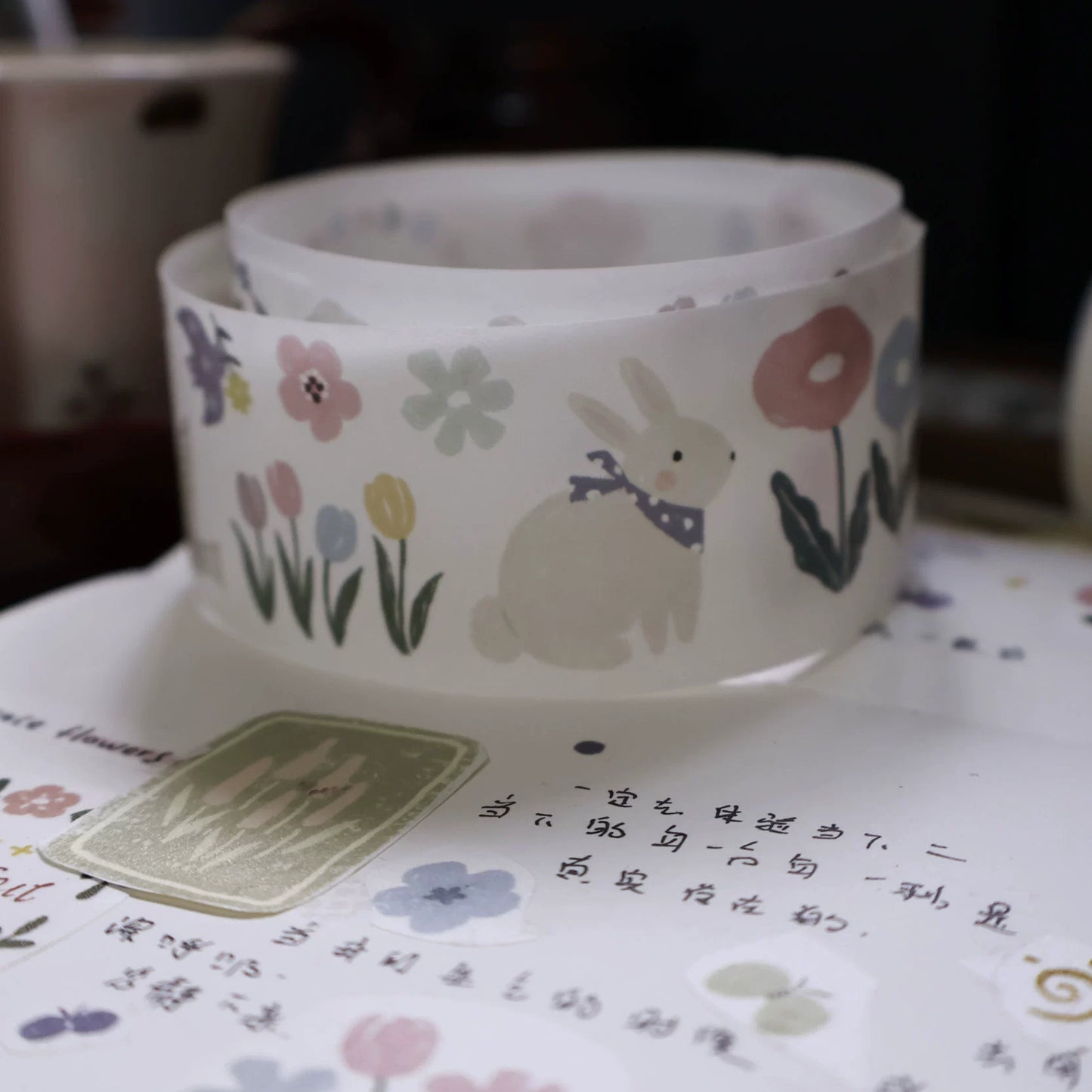 YiEr Minimalist Style Vol4【Rabbit Flower Story】Pre-cut Light Retro Orginal Design Washi Pet Tape Landscape Stickers