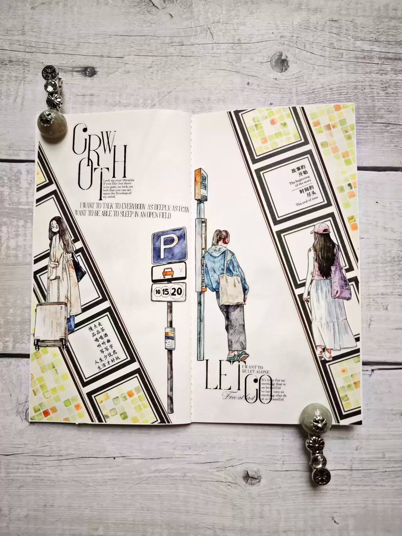 Kaixiaoxun Vol13【Road Sign】 Pre-Cut Long Loop Washi/Matte PET Tape for Scrapbook Supplies,Junk Journal Supplies