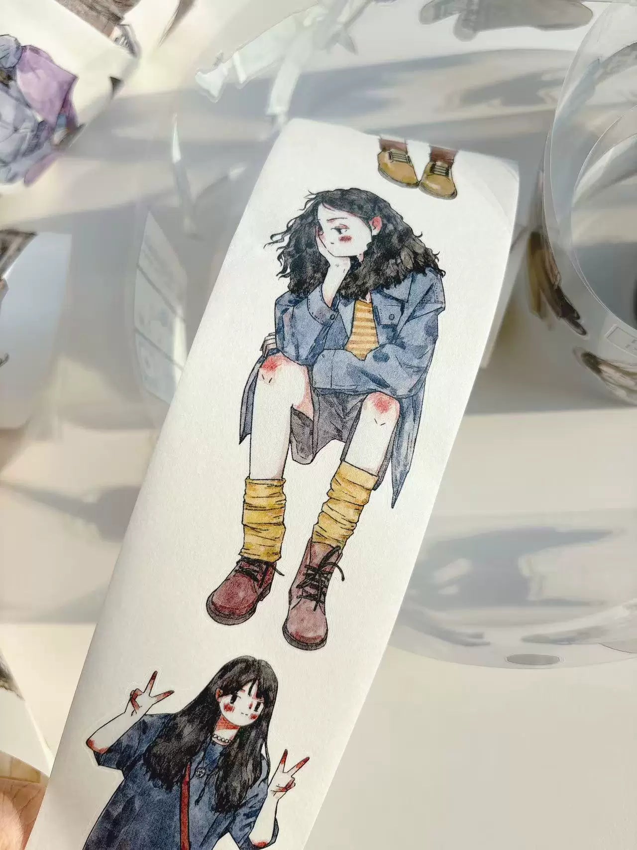 Kaixiaoxun Vol11【Slow Narrative Collection】 Pre-Cut Long Loop Washi/Matte PET Tape for Scrapbook Supplies,Junk Journal Supplies