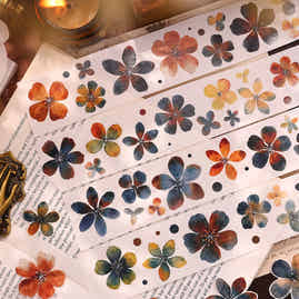 XiaoBaiJia Salt Series【Cold Tea Brown】Orginal Design Kiss-cut Washi/Pet Floral Tape Light Retro Landscaping Stickers