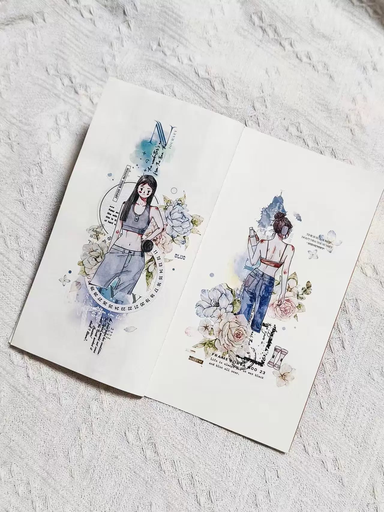 Kaixiaoxun Vol10【She · Power】 Pre-Cut Long Loop Washi/Matte PET Tape for Scrapbook Supplies,Junk Journal Supplies