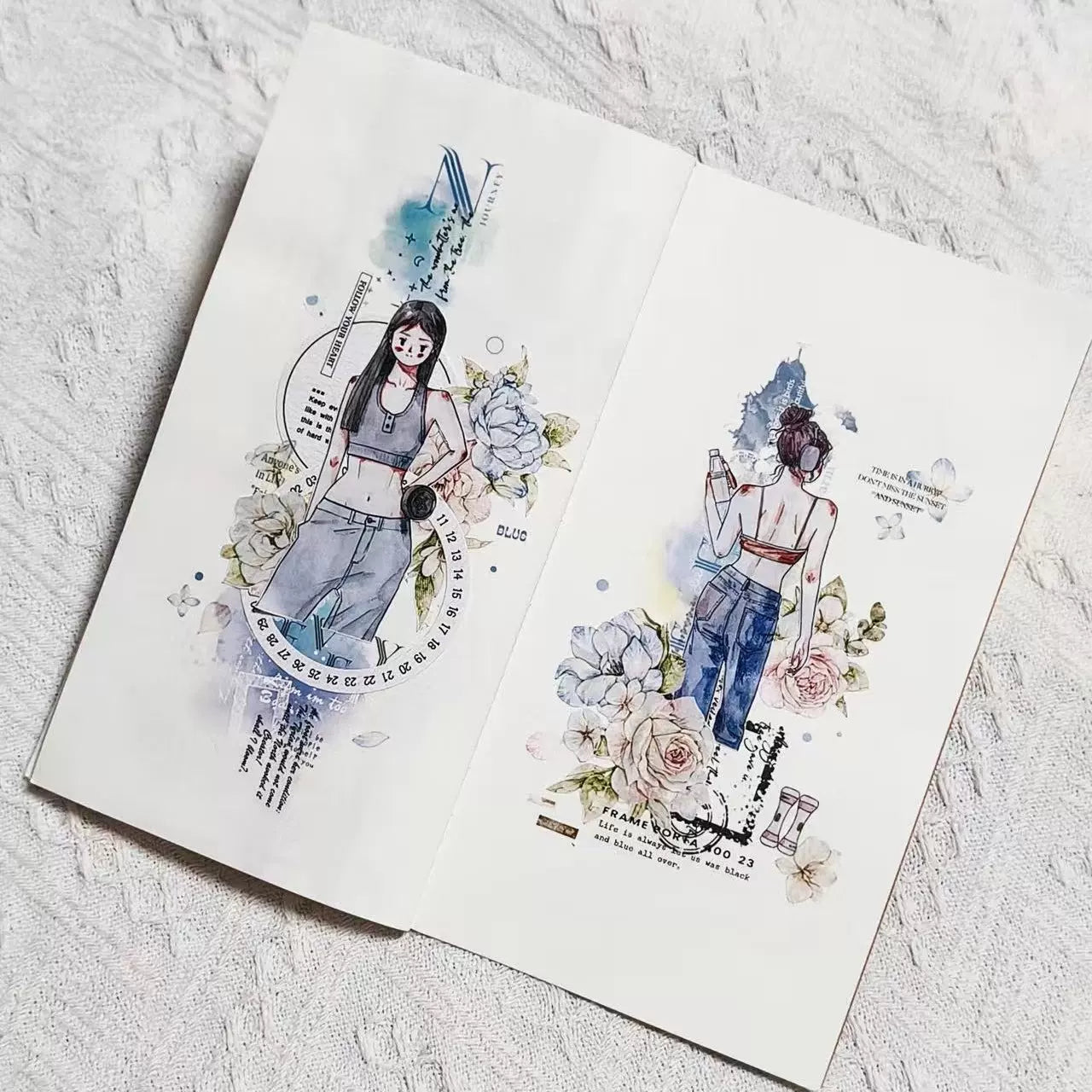 Kaixiaoxun Vol10【She · Power】 Pre-Cut Long Loop Washi/Matte PET Tape for Scrapbook Supplies,Junk Journal Supplies