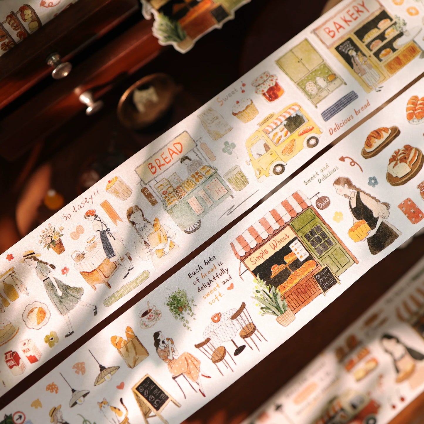 YiEr Vol17【Daily Life at the Bakery】Kiss-cut Light Retro Base Washi Tape and PET Stickers