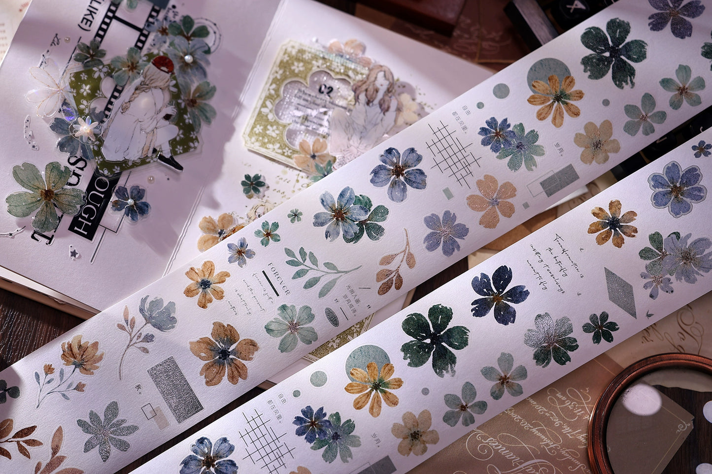 XiaoBaiJia【Green Book】Light Retro Orginal Design Washi Pet Tape Landscape Stickers