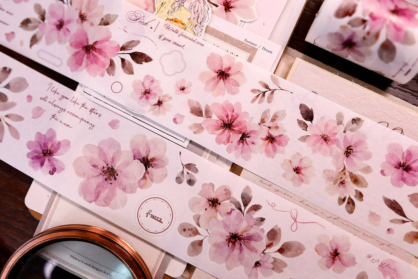 XiaoBaiJia Salt Series【Pink Mist Letter Paper】Pre-cut Orginal Design Washi/Pet Tape Light Retro Stickers