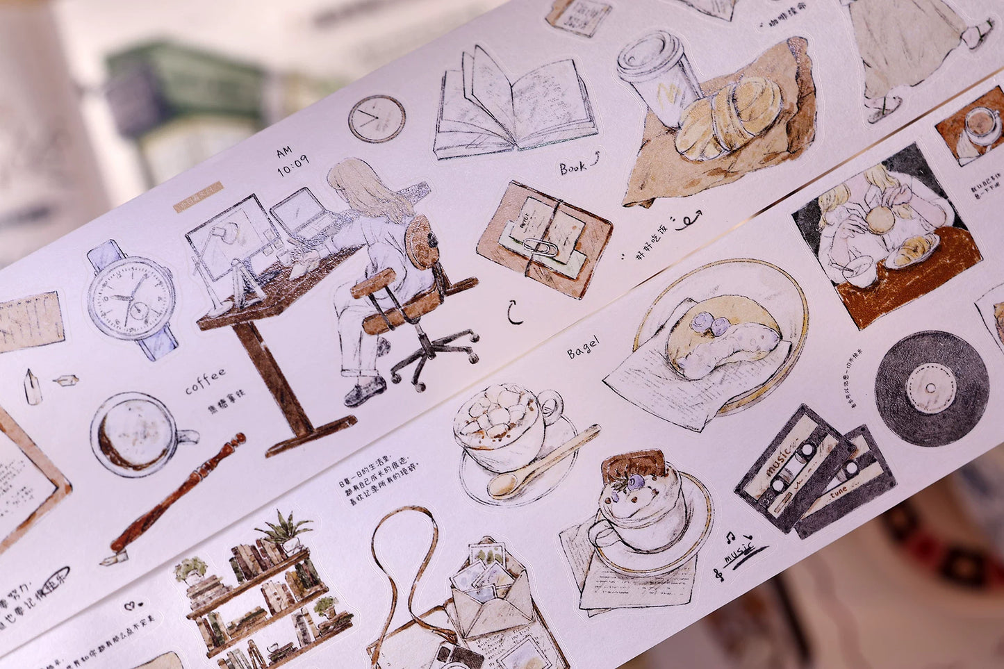 XiaoBaiJia Salt Series【A Person's Daily Routine】Pre-cut Orginal Design Washi/Pet Tape Light Retro Stickers