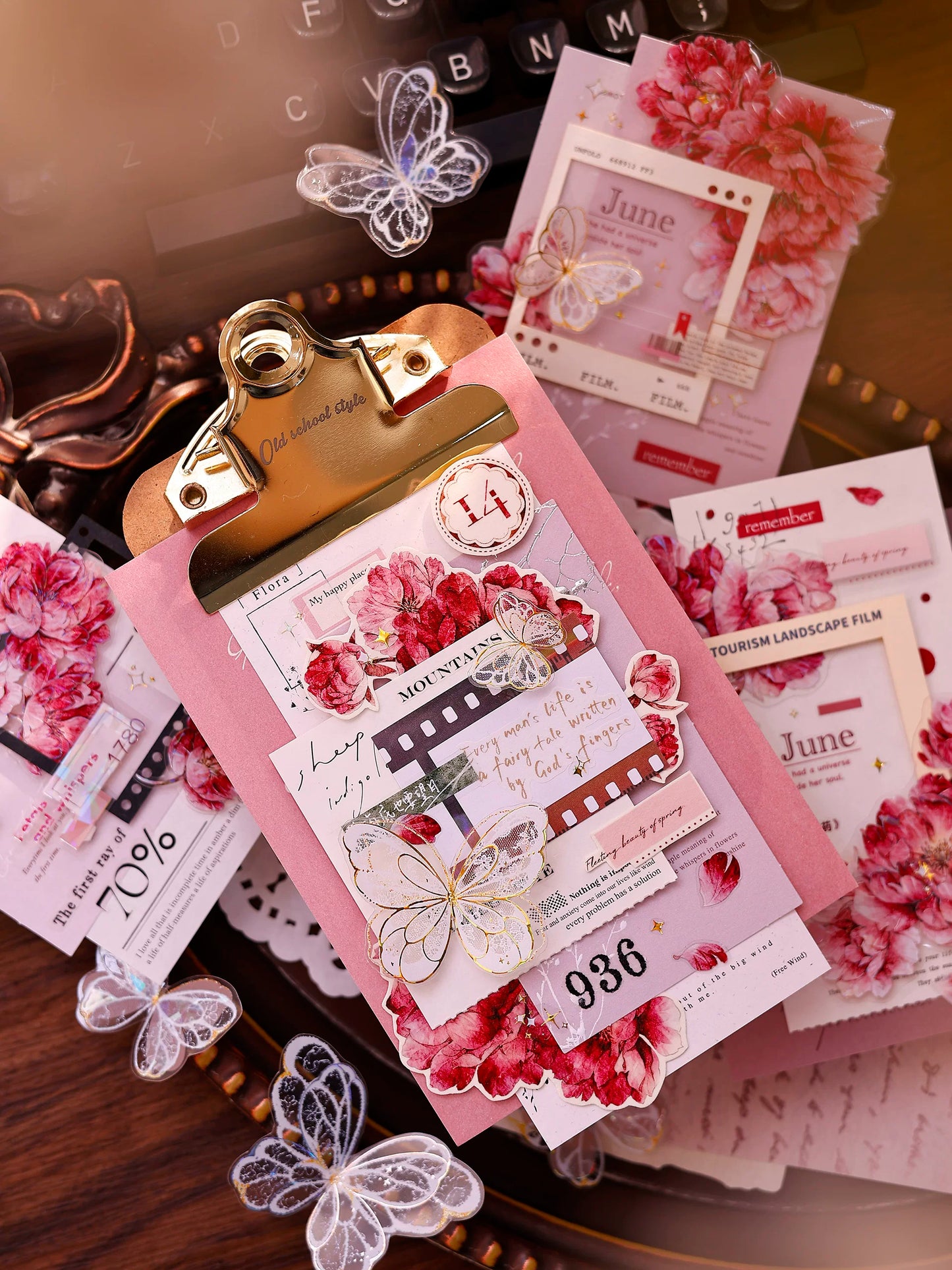 XiaoBaiJia Salt Series【Peony】Orginal Design Kiss-cut Washi/Pet Floral Tape Light Retro Landscaping Stickers