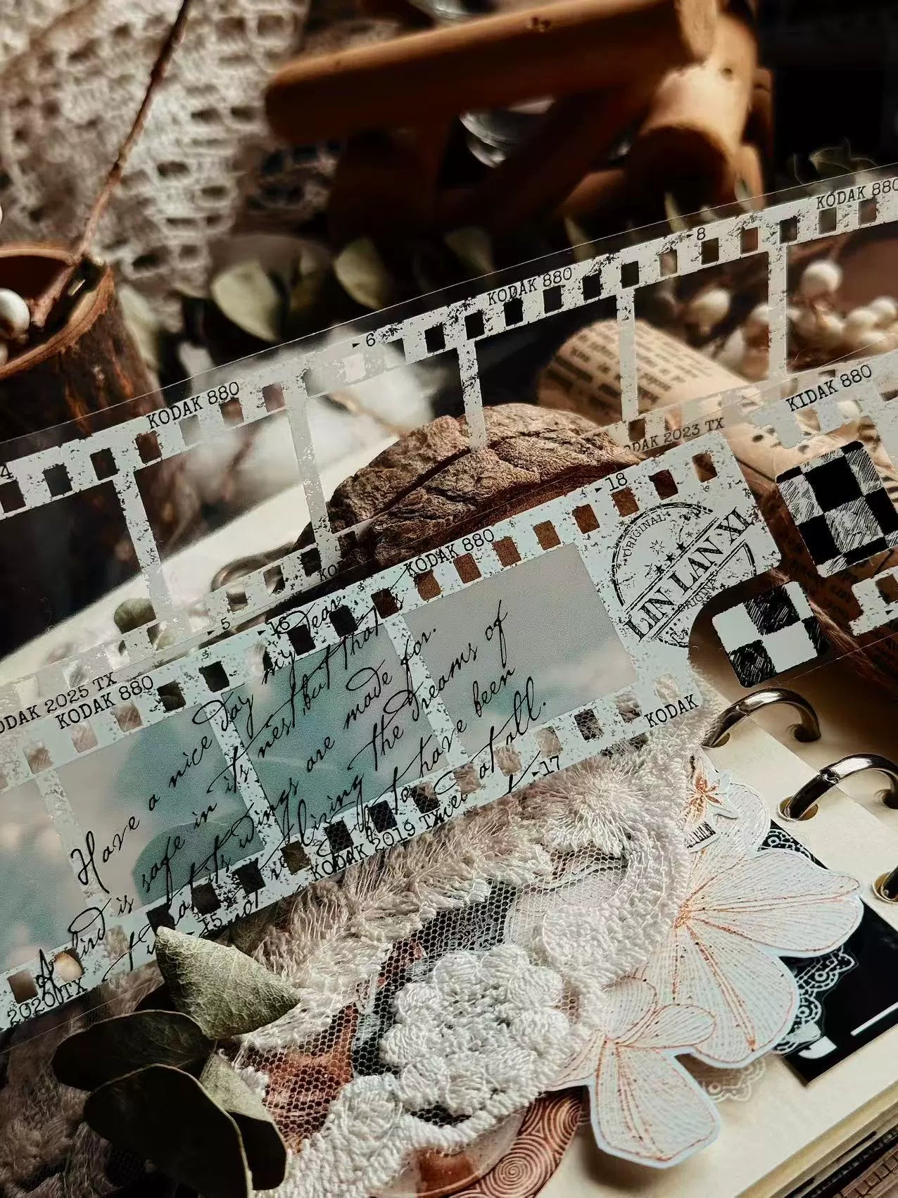 Linlanxi【Memories of Time】Original Washi/Pet Tape New Retro Life Old Film Series Decorative Tape Long Loop Full Roll