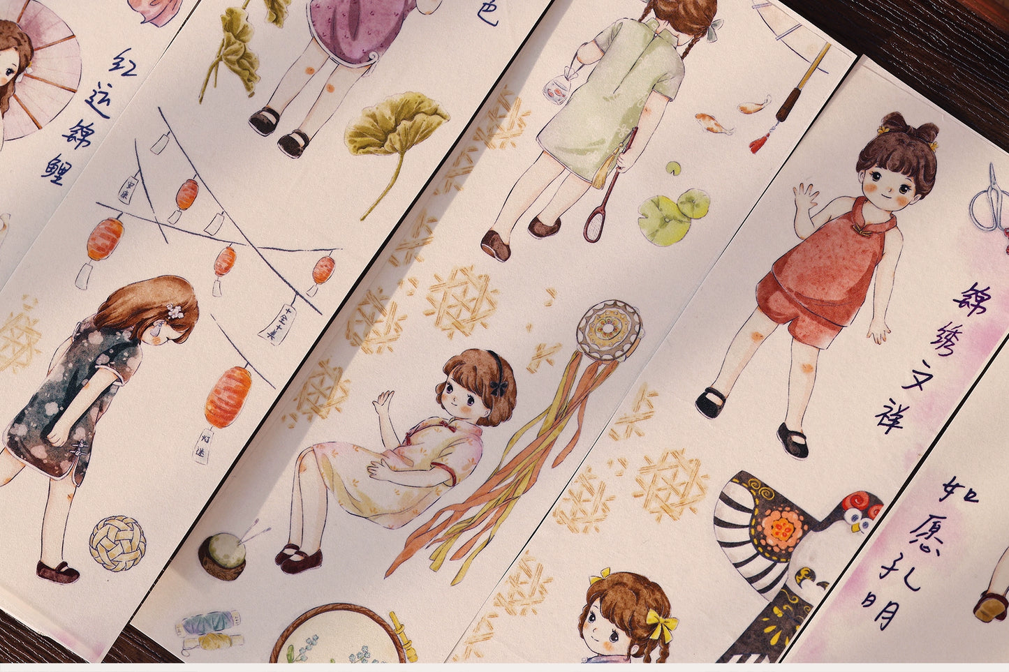 XiaoBaiJia【Qipao Charm】Light Retro Chinese Style Cute Little People Washi PET Tape