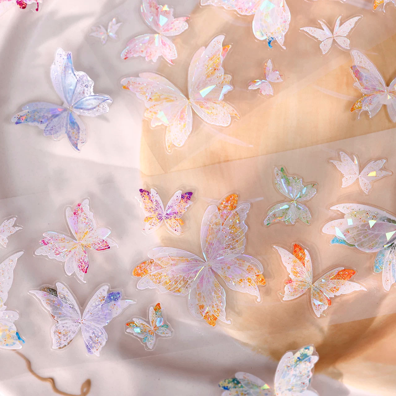 XiaoBaiJia【Liuli Butterfly Dance】Pre-cut Orginal Design Washi Pet Tape Light Retro Stickers